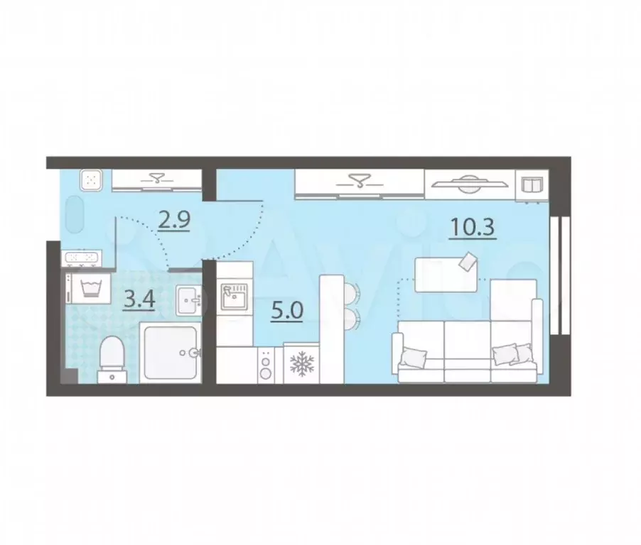 Квартира-студия, 21,6 м, 4/8 эт. - Фото 0