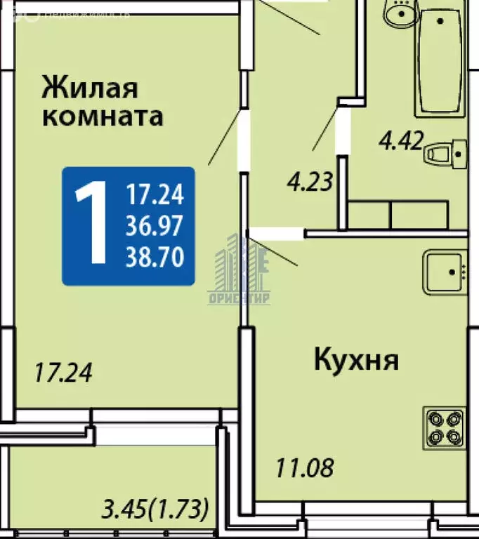 1-комнатная квартира: Чебоксары, проспект Геннадия Айги, 23 (40 м) - Фото 1