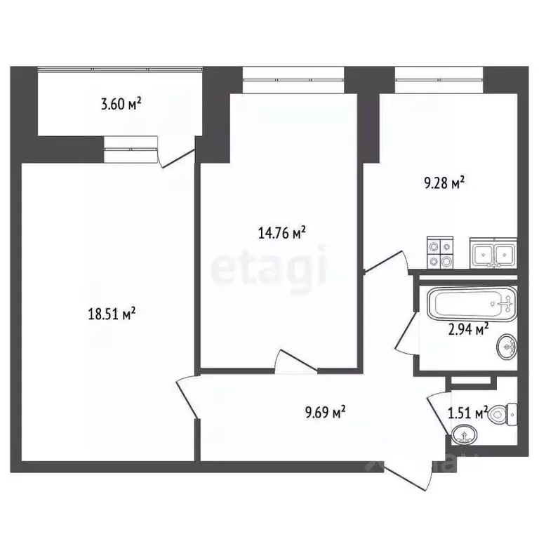 2-к кв. Ярославская область, Ярославль Красноборская ул., 38к2 (58.49 ... - Фото 1