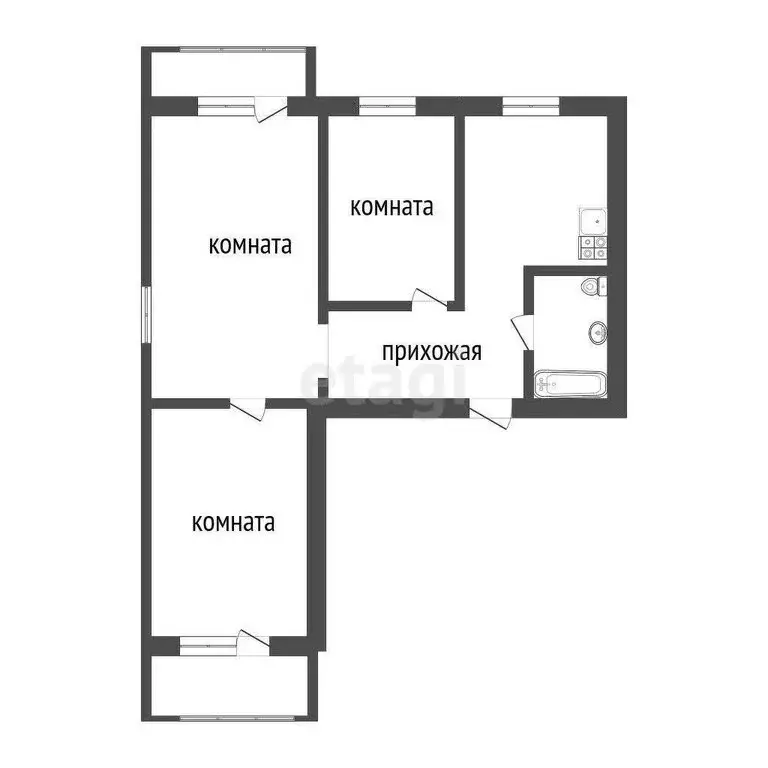 3-комнатная квартира: Тобольск, 6-й микрорайон, 18 (67.4 м) - Фото 0