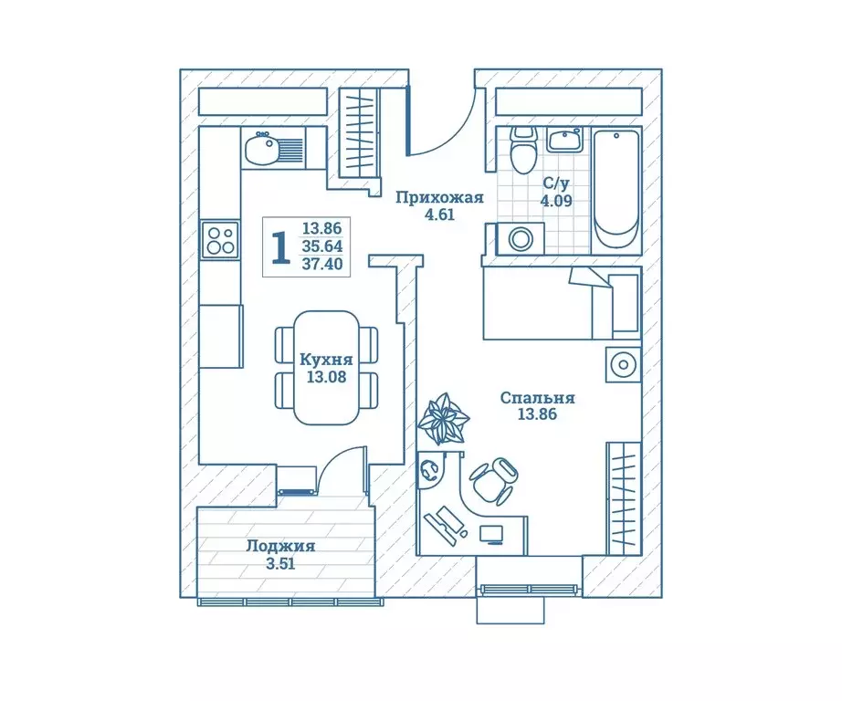 1-комнатная квартира: посёлок городского типа Монино, улица Генерала ... - Фото 1