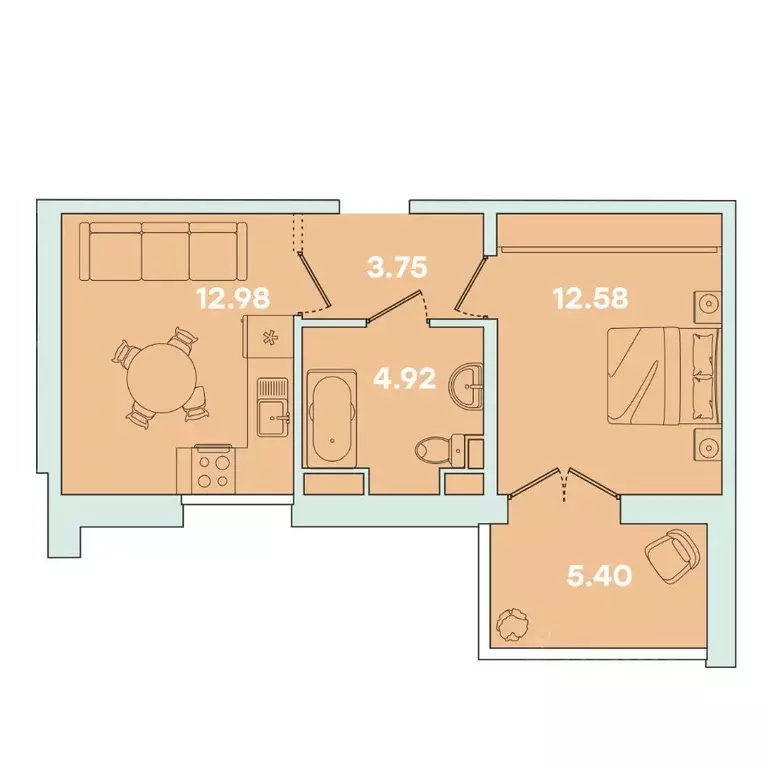 1-к кв. Иркутская область, Иркутск ул. Петрова, 16 (39.63 м) - Фото 0