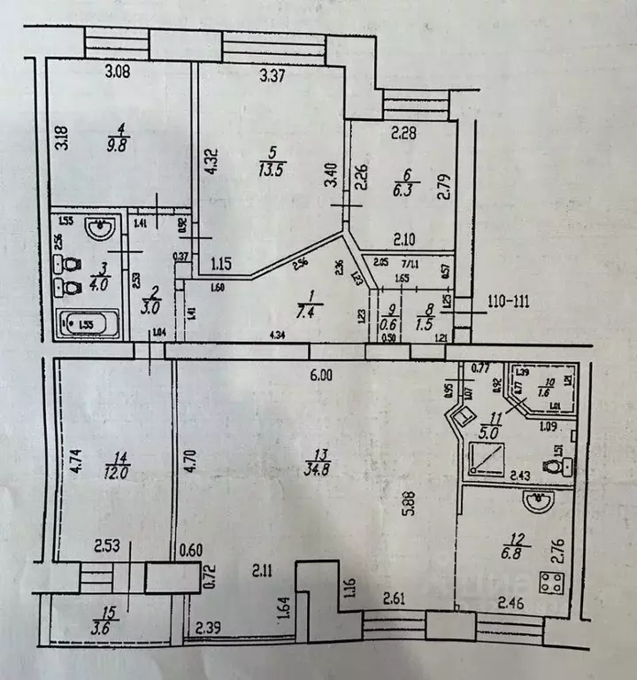 3-к кв. Башкортостан, Уфа Комсомольская ул., 138 (107.4 м) - Фото 1