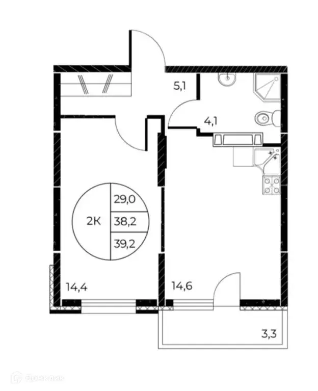 Продаётся 2-к квартира, 39.2 м - Фото 0