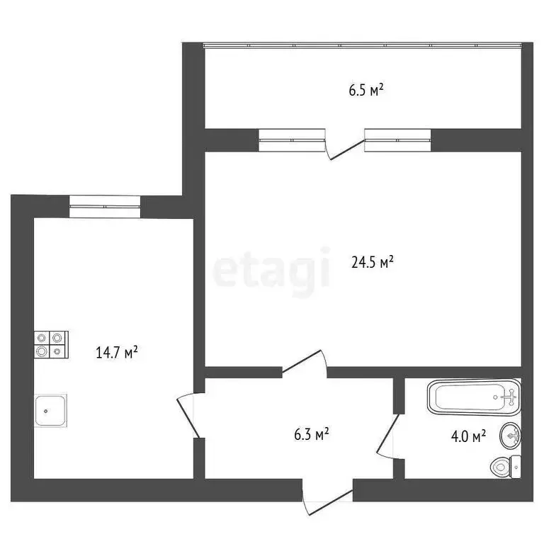 1-комнатная квартира: Тюмень, улица Станислава Карнацевича, 14к1 (50.1 ... - Фото 1