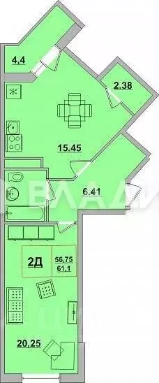 1-к кв. Белгородская область, Белгород ул. Попова, 35 (57.8 м) - Фото 2