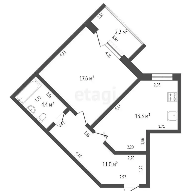 1-комнатная квартира: Калининград, улица Гайдара, 155 (46.4 м) - Фото 1