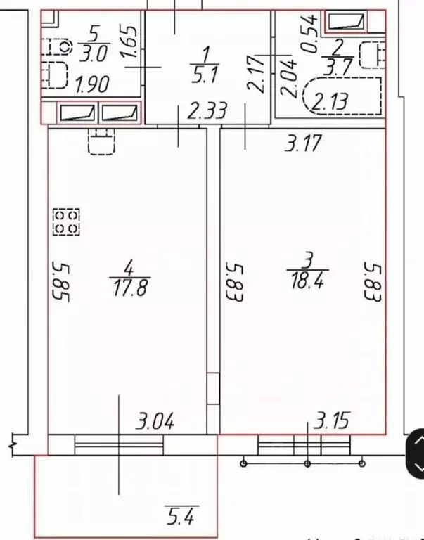 2-к кв. Санкт-Петербург ул. Малая Зеленина, 1/22 (53.4 м) - Фото 1