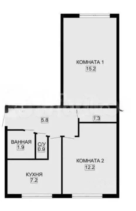 2-к. квартира, 45 м, 1/5 эт. - Фото 0