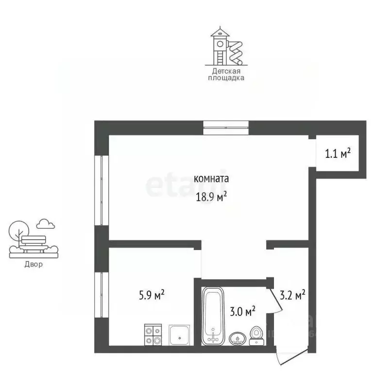 1-к кв. Московская область, Химки Первомайская ул., 3/1 (38.0 м) - Фото 1