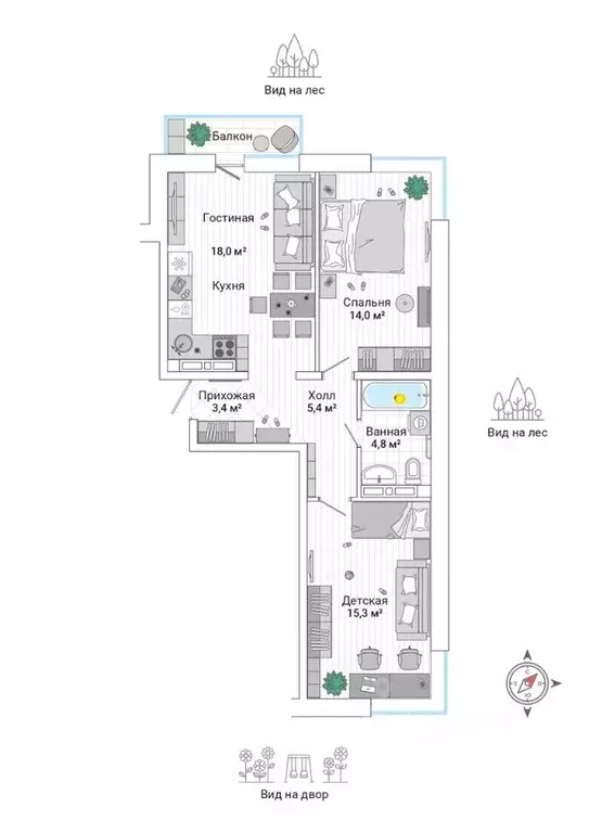 3-к кв. Приморский край, Владивосток ул. Нейбута (62.0 м) - Фото 1