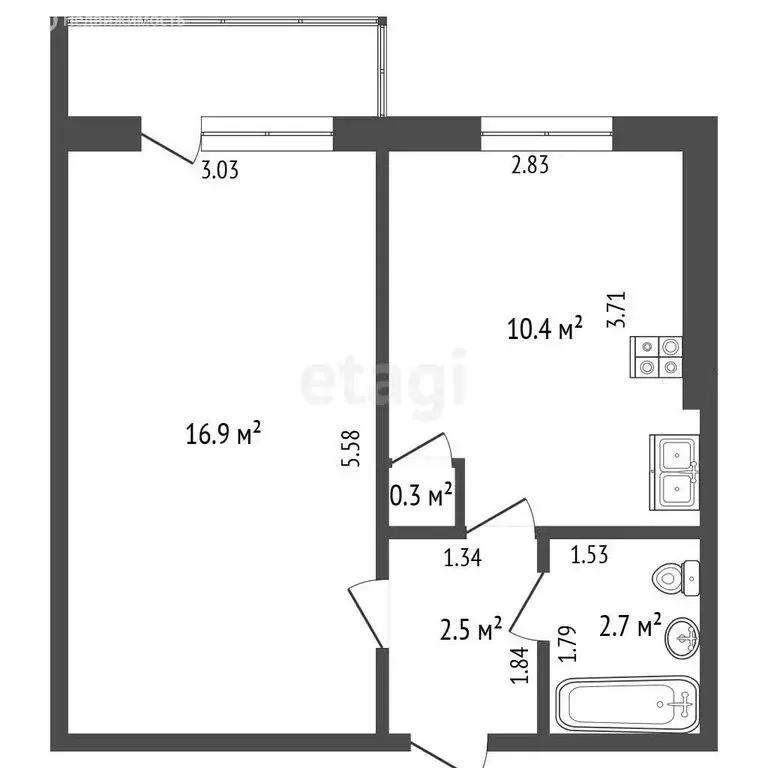1-комнатная квартира: Самара, Московское шоссе, 121 (32.8 м) - Фото 1
