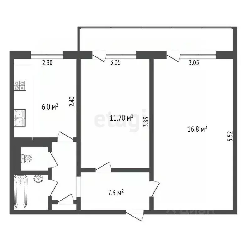 2-к кв. Псковская область, Печоры Вокзальная ул., 14 (45.9 м) - Фото 1