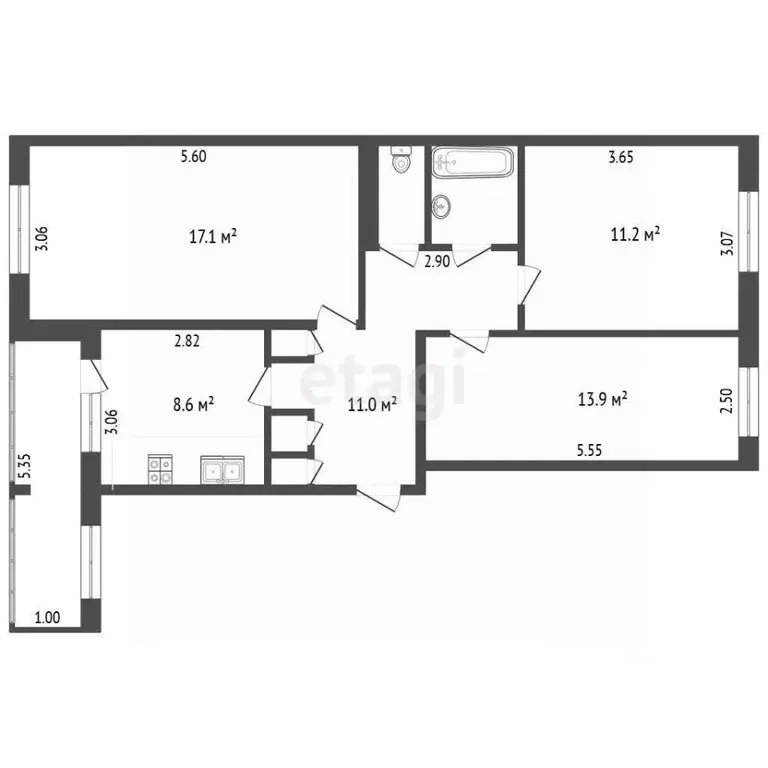 3-к кв. Псковская область, Порхов Красноармейская ул., 17 (69.4 м) - Фото 2