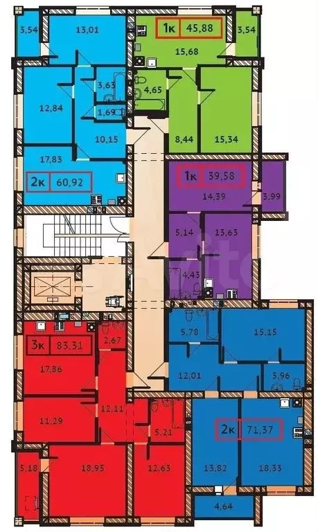 1-к. квартира, 39,6м, 4/9эт. - Фото 1