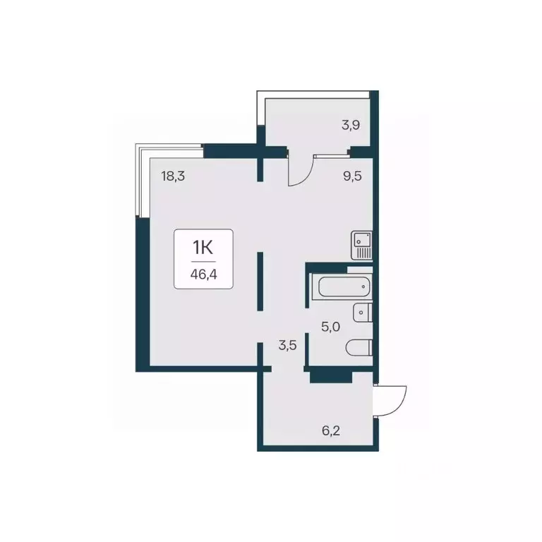 1-к кв. Новосибирская область, Новосибирск Игарская ул., 8 (46.4 м) - Фото 1