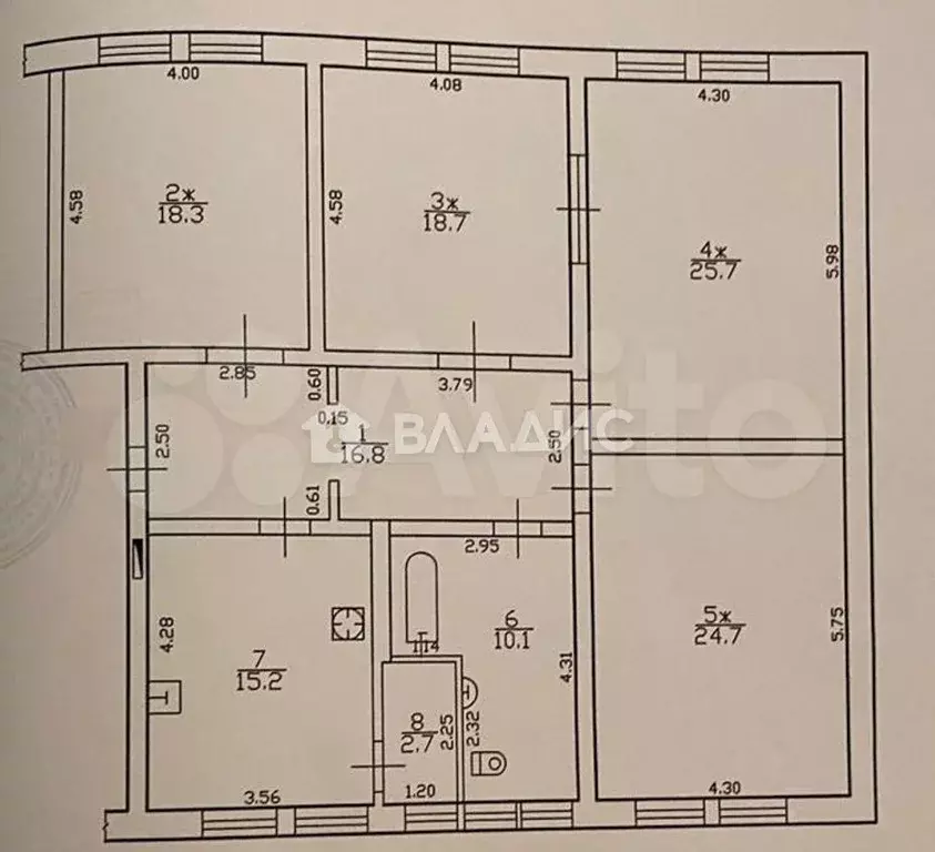 4-к. квартира, 132,2 м, 2/3 эт. - Фото 0