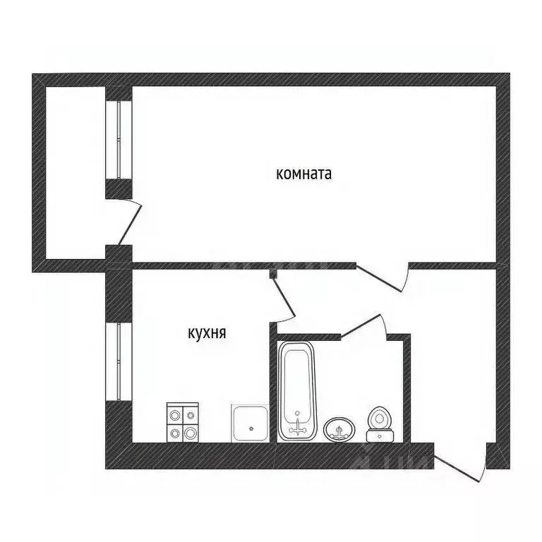 1-к кв. Ленинградская область, Кириши Волховская наб., 6 (30.1 м) - Фото 2