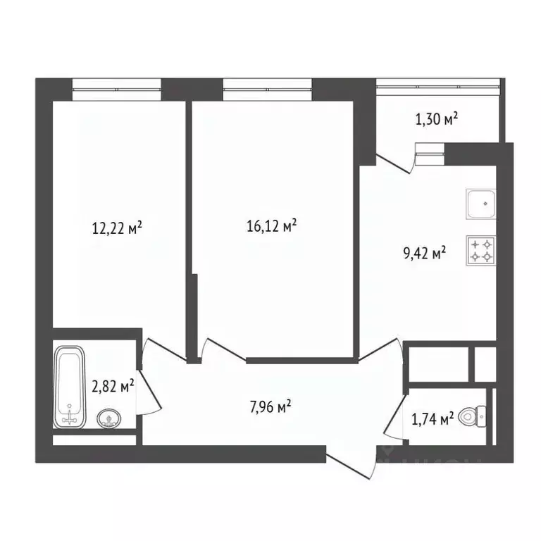 2-к кв. Башкортостан, Уфа ул. Героя Курбангалеева, 3 (51.6 м) - Фото 1