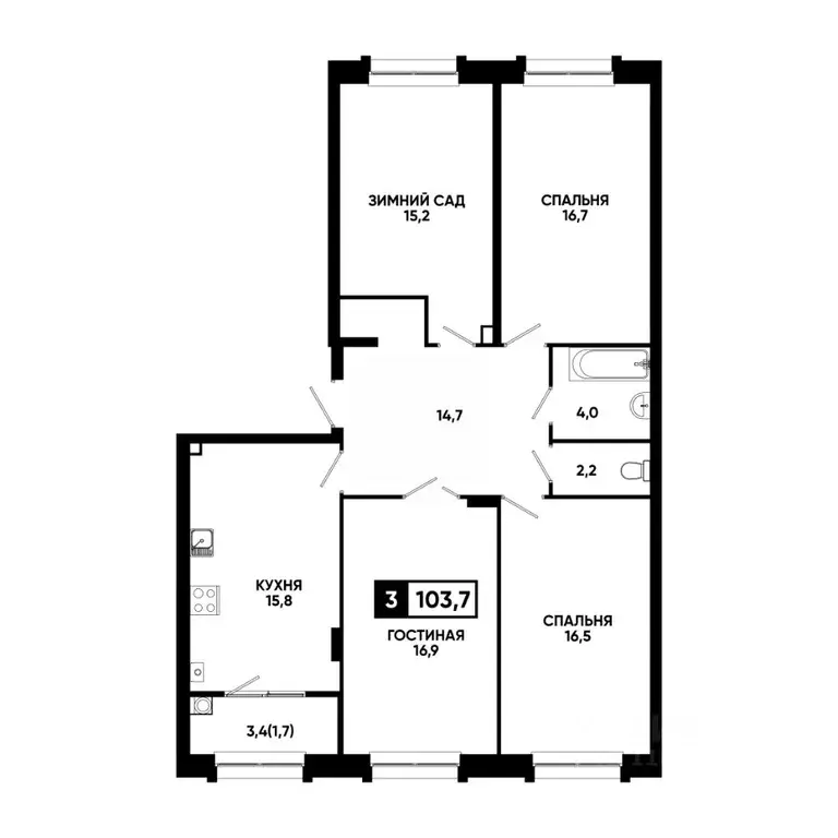 3-к кв. Ставропольский край, Кисловодск ул. Катыхина, 185с3 (103.7 м) - Фото 1