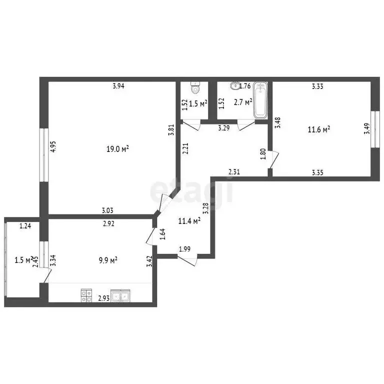 2-комнатная квартира: Стерлитамак, улица Артёма, 118 (56.1 м) - Фото 1