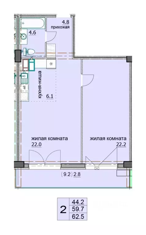 2-к кв. Пензенская область, Пенза ул. Яшиной, 5 (63.4 м) - Фото 0