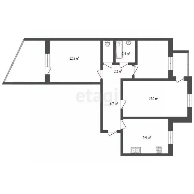 3-к кв. Крым, Симферополь ул. Куйбышева (58.0 м) - Фото 2