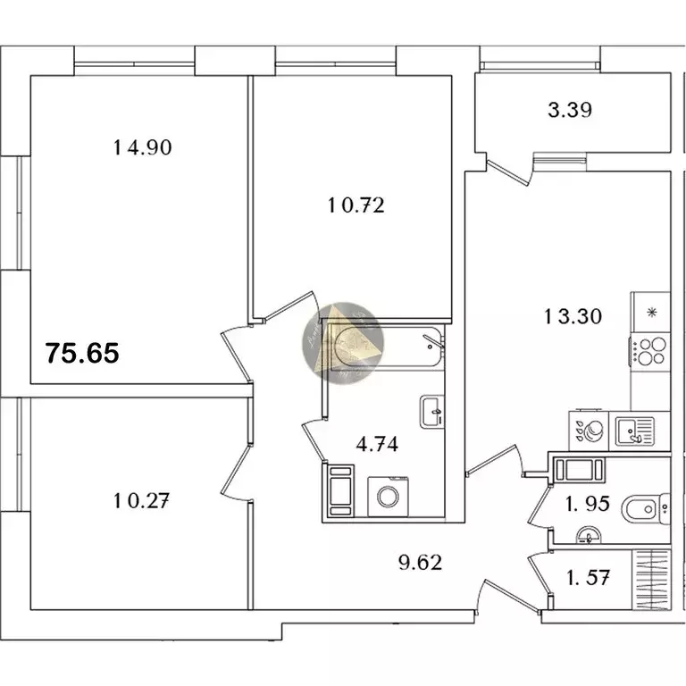 3-комнатная квартира: Санкт-Петербург, проспект Маршала Блюхера, 3к2 ... - Фото 1