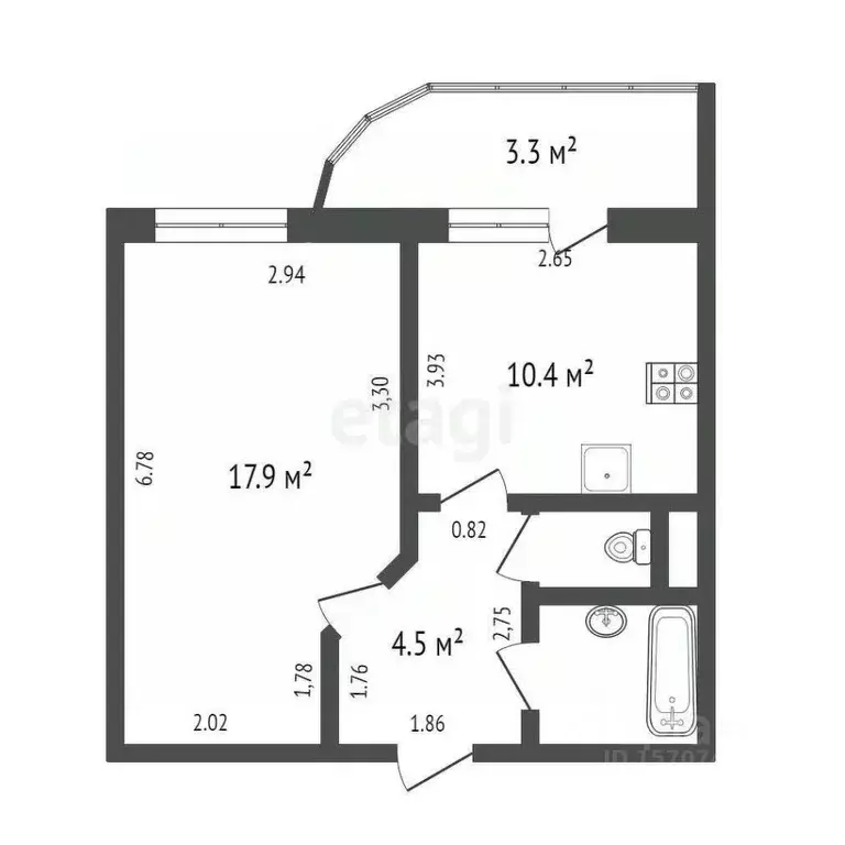 1-к кв. Санкт-Петербург Богатырский просп., 55к1 (38.0 м) - Фото 2