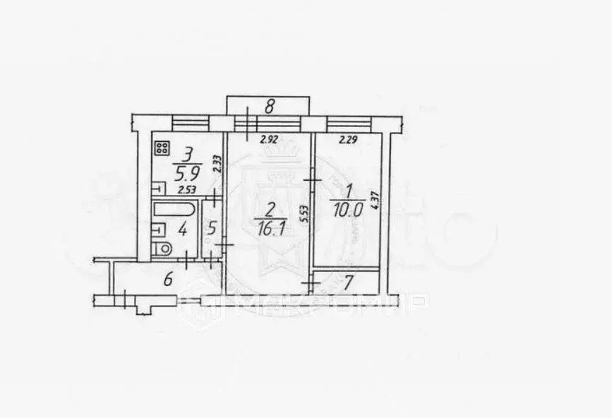 2-к кв. Челябинская область, Челябинск ул. Калинина, 2 (45.3 м) - Фото 2