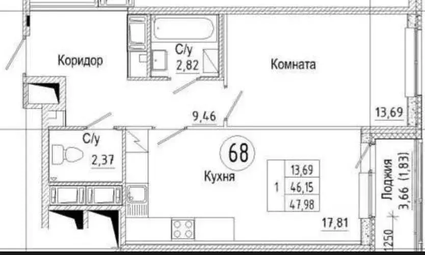 1-к кв. Санкт-Петербург ш. Суздальское, 18к2 (45.5 м) - Фото 0