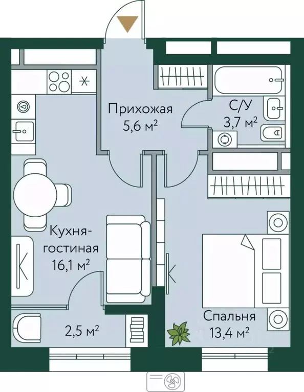 1-к кв. Волгоградская область, Волгоград Новосибирская ул., 74 (41.3 ... - Фото 0