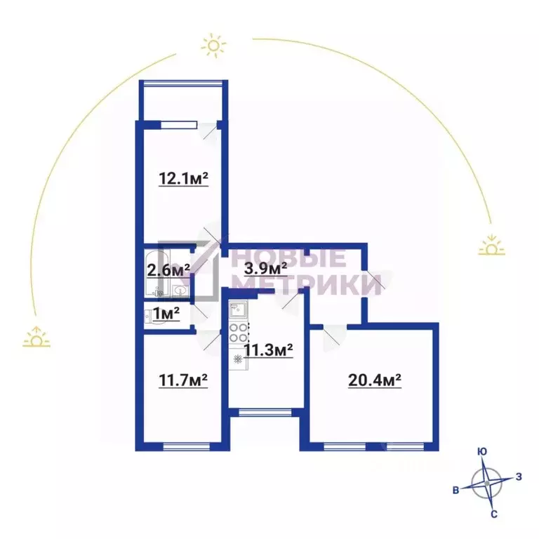 3-к кв. Санкт-Петербург ул. Хошимина, 11к1 (72.0 м) - Фото 2