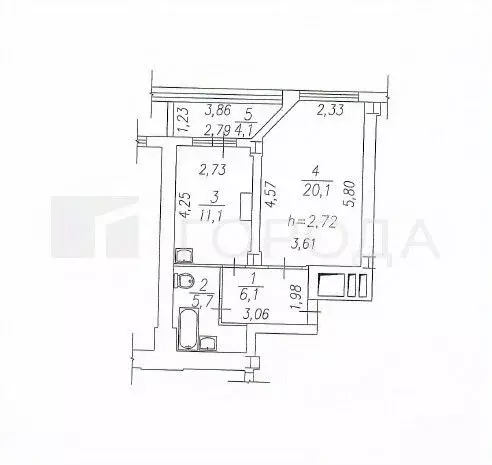 1-к кв. Кемеровская область, Новокузнецк Запорожская ул., 81 (47.1 м) - Фото 2