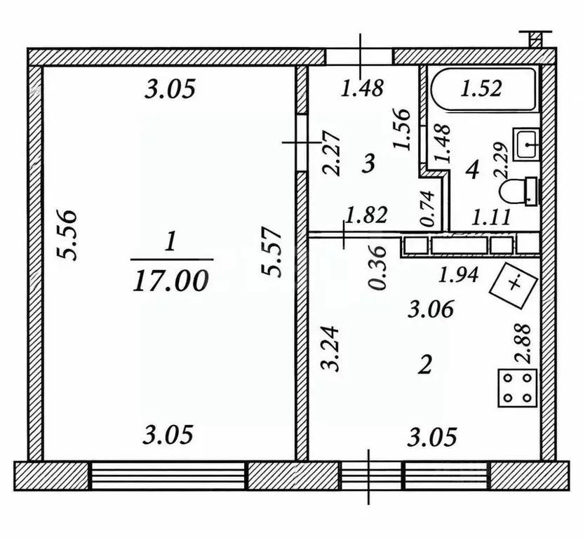 1-к кв. Чувашия, Чебоксары ул. Чернышевского, 19к2 (33.0 м) - Фото 2