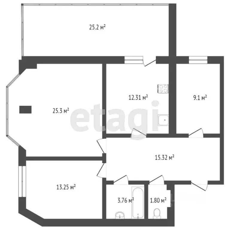 3-к кв. Ханты-Мансийский АО, Сургут Университетская ул., 29 (82.1 м) - Фото 0