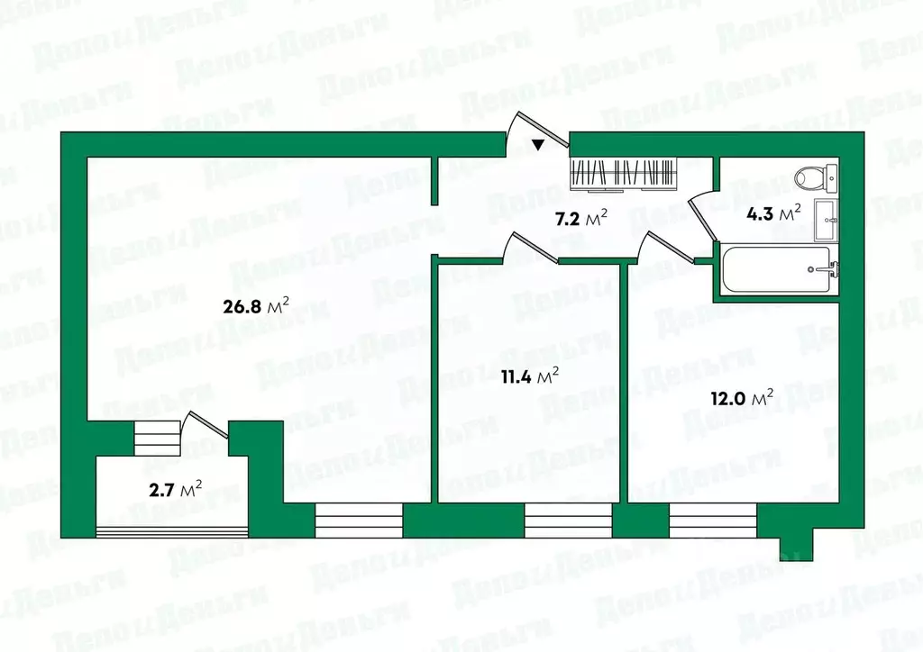 2-к кв. Кировская область, Киров ул. Сандаловская, 4к1 (61.7 м) - Фото 2