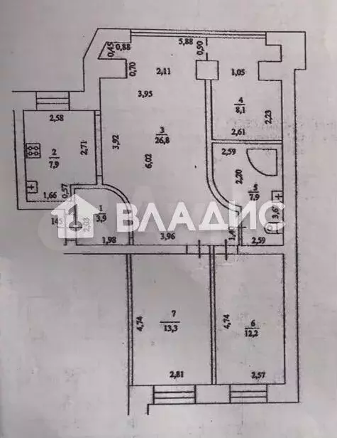3-к. квартира, 80,1 м, 7/12 эт. - Фото 0