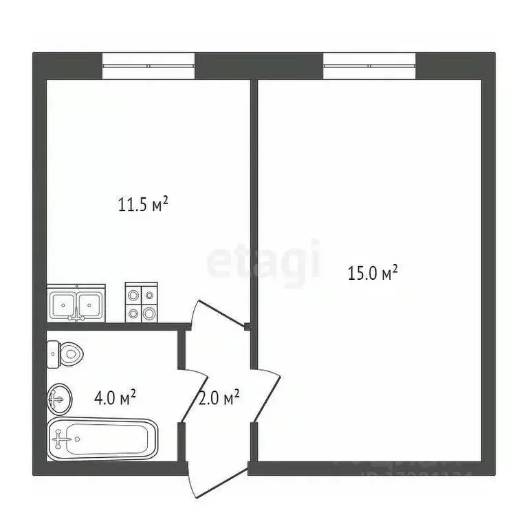 1-к кв. Вологодская область, Череповец Комсомольская ул., 14 (32.5 м) - Фото 1