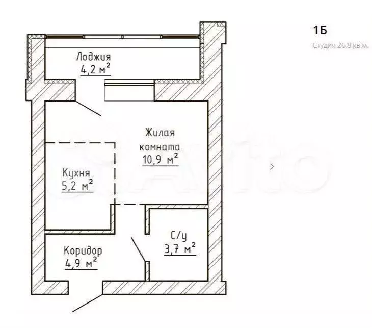 1-к. квартира, 28м, 8/9эт. - Фото 1