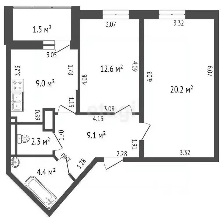 2-к кв. Санкт-Петербург Заставская ул., 46к1 (57.6 м) - Фото 1