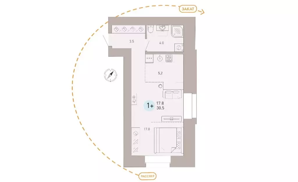 Квартира-студия: Брянск, улица Крапивницкого, 39к4 (30.5 м) - Фото 0
