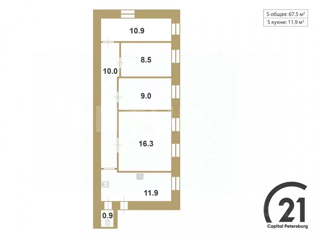 4-к кв. Санкт-Петербург ул. Черняховского, 27 (67.5 м) - Фото 2