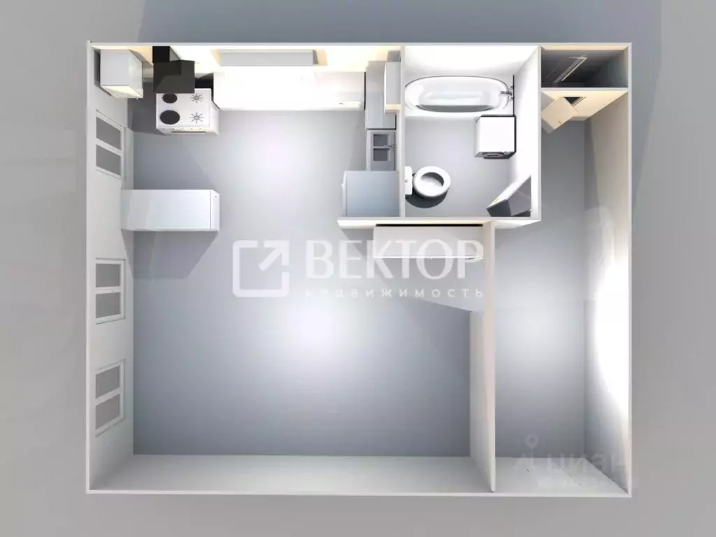 Студия Костромская область, Кострома Речной проезд, 7 (34.6 м) - Фото 2