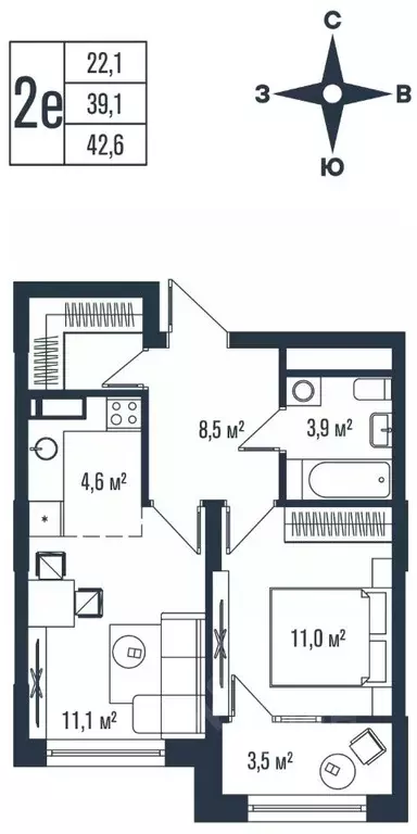 2-к кв. Приморский край, Владивосток ул. Тухачевского, 33к2 (42.6 м) - Фото 1