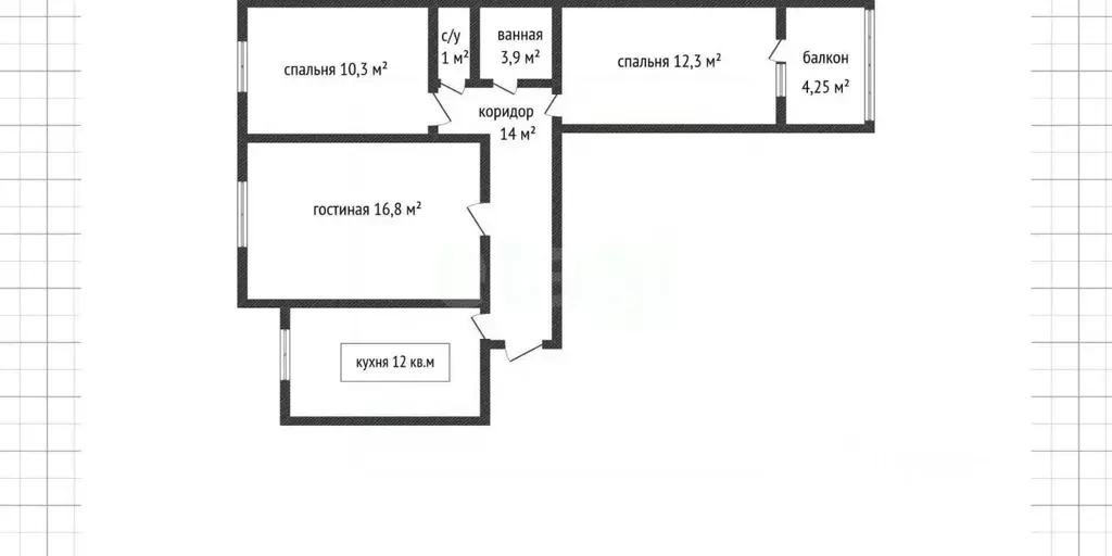 3-к кв. Адыгея, Майкоп ул. 12 Марта, 150К3 (63.0 м) - Фото 2