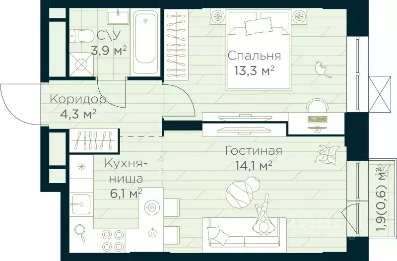1-к кв. Башкортостан, Уфа Глумилино жилрайон, Урман Сити жилой ... - Фото 0