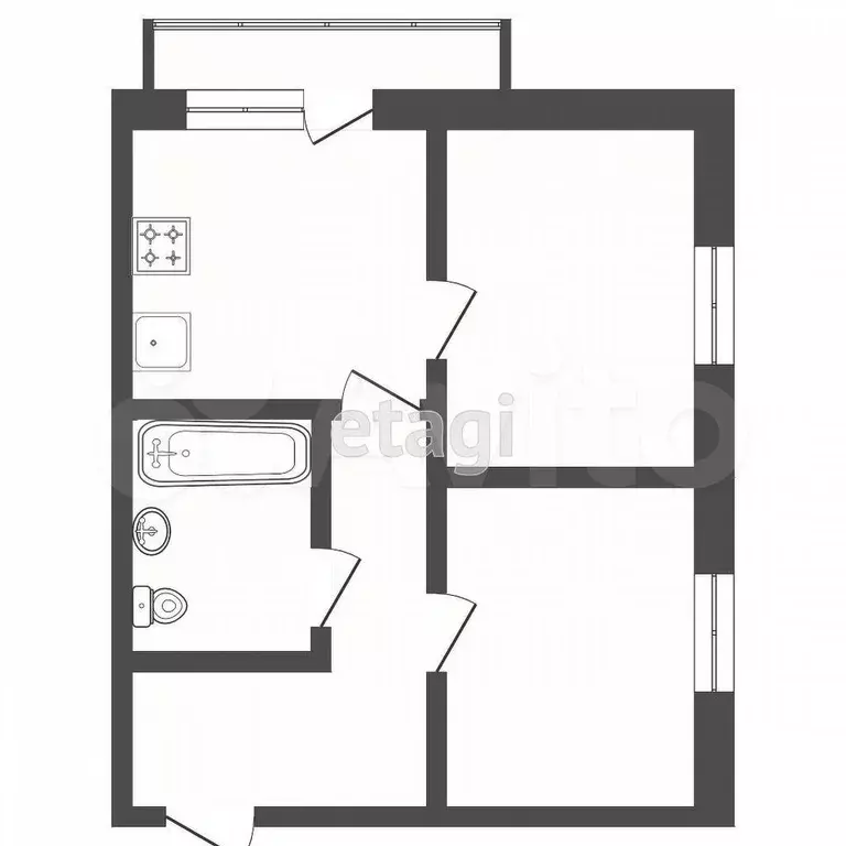 2-к. квартира, 57,8 м, 2/9 эт. - Фото 0