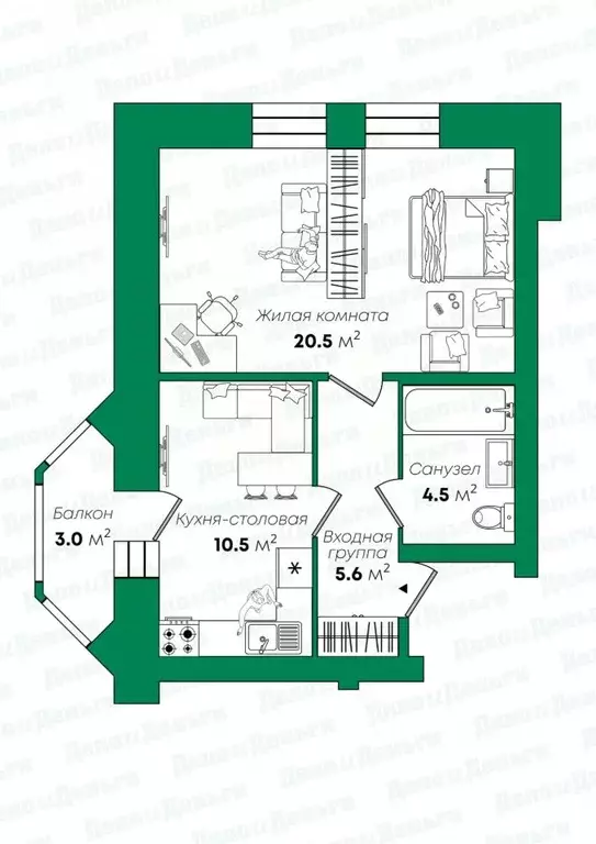 1-к кв. Кировская область, Киров Комсомольская ул., 8 (44.1 м) - Фото 2