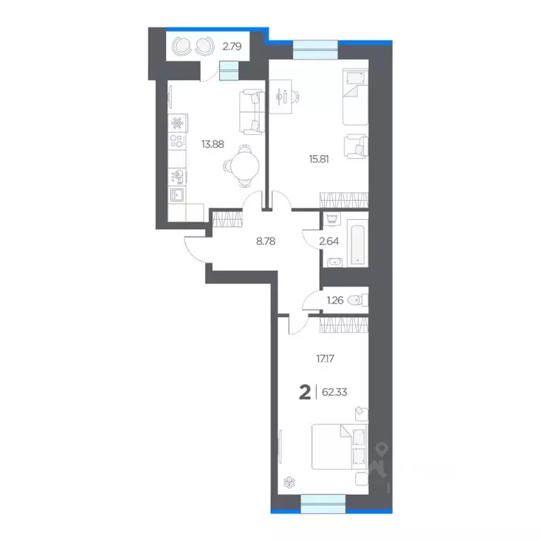 2-к кв. Рязанская область, Рязанский район, Дядьковское с/пос, с. ... - Фото 1